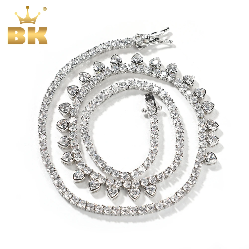 

THE BLING KING 2mm 3mm Heart Tennis Chain Iced Out Cubic Zircon Luxury Choker Necklace Gift For Men Women Hiphop Rapper Jewelry