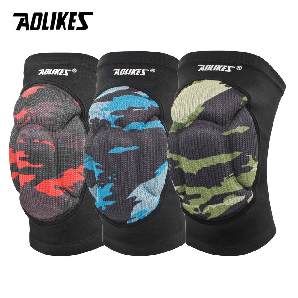 

AOLIKES 1 Pair Protective Thick Sponge Knee Pads Knee Brace - High Elastic Non-Slip Basketball Volleyball Knee Sleeves Support