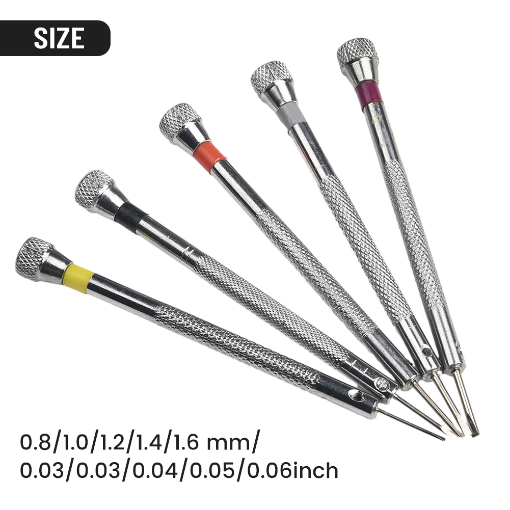 5 Pcs Precision Screwdriver 0.8/1.0/1.2/1.4/1.6mm Flat Head For Eyeglasses Watch Jewelry Watchmaker Repairing Manual Tools
5 Pcs Precision Screwdriver 0.8/1.0/1.2/1.4/1.6mm Flat Head For Eyeglasses Watch Jewelry Watchmaker Repairing Manual Tools