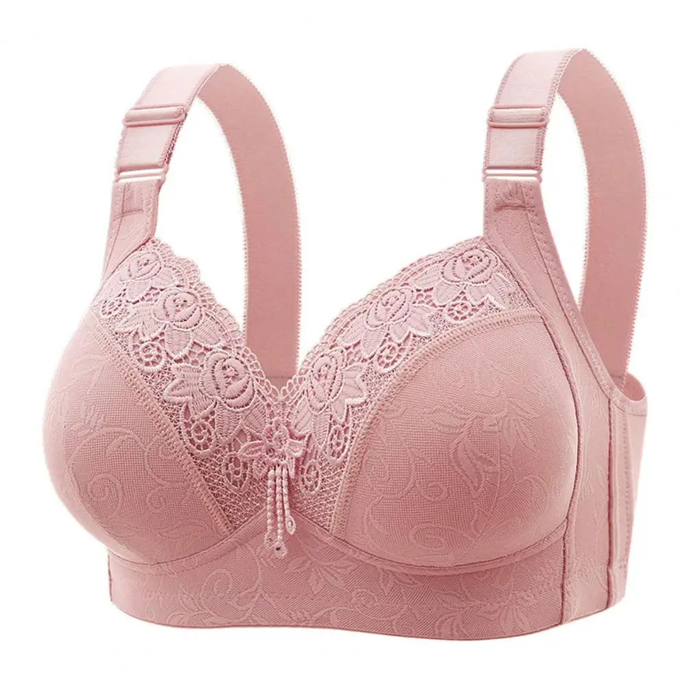 

Women Sexy Padded Wireless Large Size Bra B/C Cup Push-Up Bra Thin Section Four Rows Of Buckle Lace Stitching Brassiere 여성 브라
