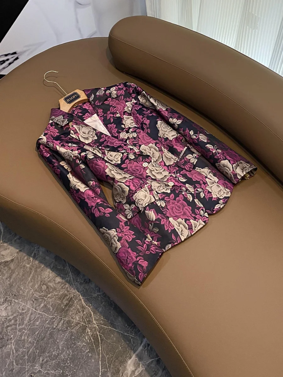 Vintage Printing Lady Office Floral Trendy Coat Long Sleeve Slim Cutting High Street Single-breasted Women Blazer
Vintage Printing Lady Office Floral Trendy Coat Long Sleeve Slim Cutting High Street Single-breasted Women Blazer