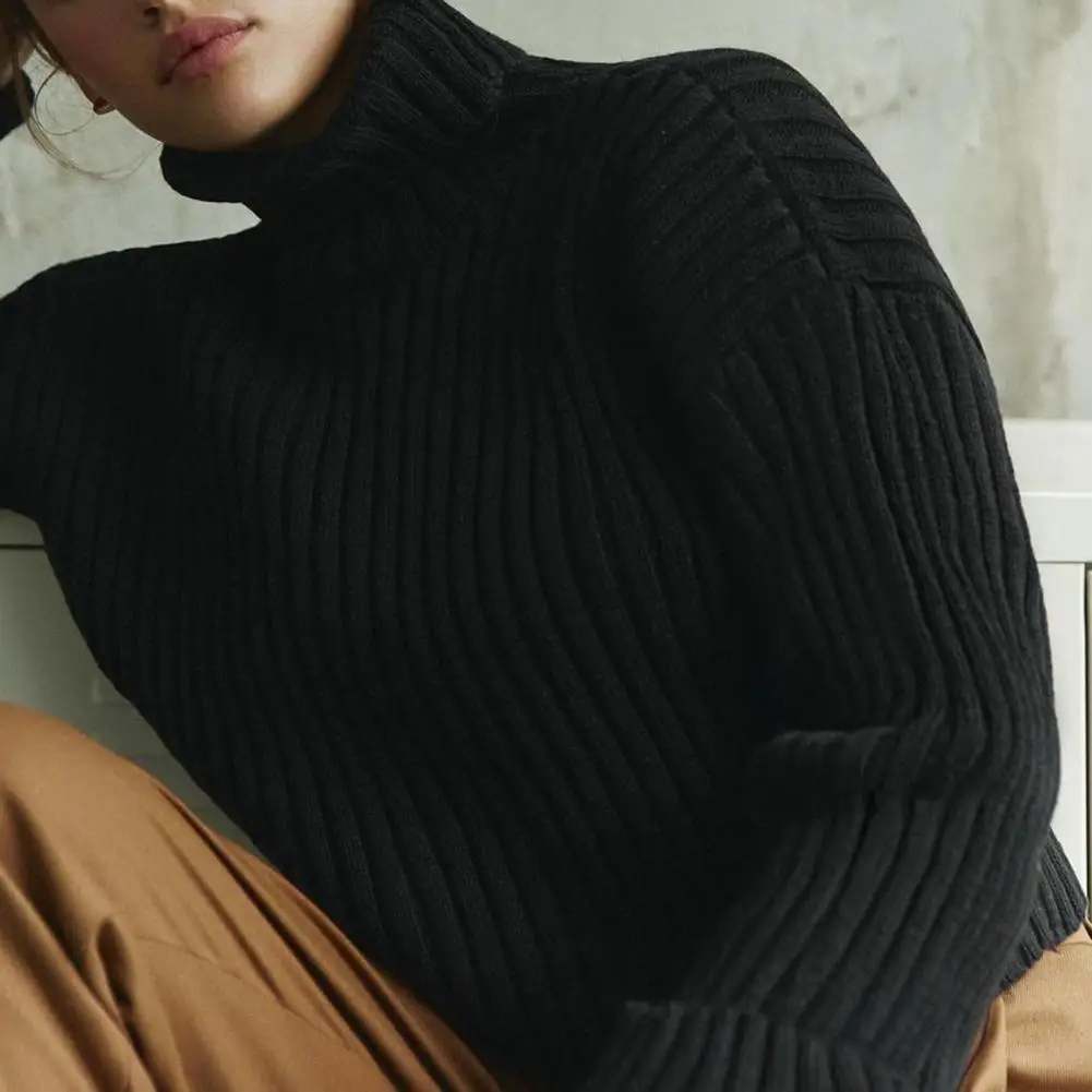 Women Fall Winter Sweater Knitted Thick Solid Color Warm Elastic Pullover High Collar Neck Protection Long Sleeve Lady Sweater 
Women Fall Winter Sweater Knitted Thick Solid Color Warm Elastic Pullover High Collar Neck Protection Long Sleeve Lady Sweater