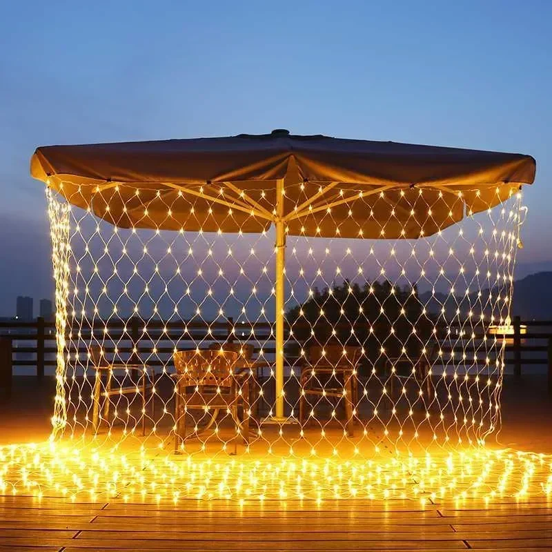 

СВЕТОДИОДНАЯ Гирлянда-занавеска, сетчатая Рождественская гирлянда, 2 м x 2 м, 144 светодиода на солнечной батарее для ЕС, свадьбы, Новогодняя гирлянда, уличное украшение для сада
