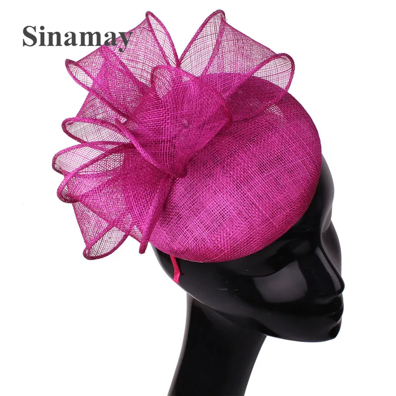 

Fancy Sinamay Wedding Party Bride Fascinators Women Elegant Church Hat Headband Fancy Ladies Headwear Marriage Chapeau Headdress