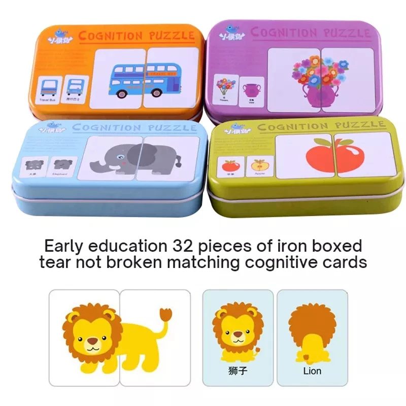 Baby Montessori Puzzle Toy Cognitive Cards Toys Cards Matching Game Kids Car Fruit Animal Life Puzzle Iron Box Learning Toy Gift
Baby Montessori Puzzle Toy Cognitive Cards Toys Cards Matching Game Kids Car Fruit Animal Life Puzzle Iron Box Learning Toy Gift