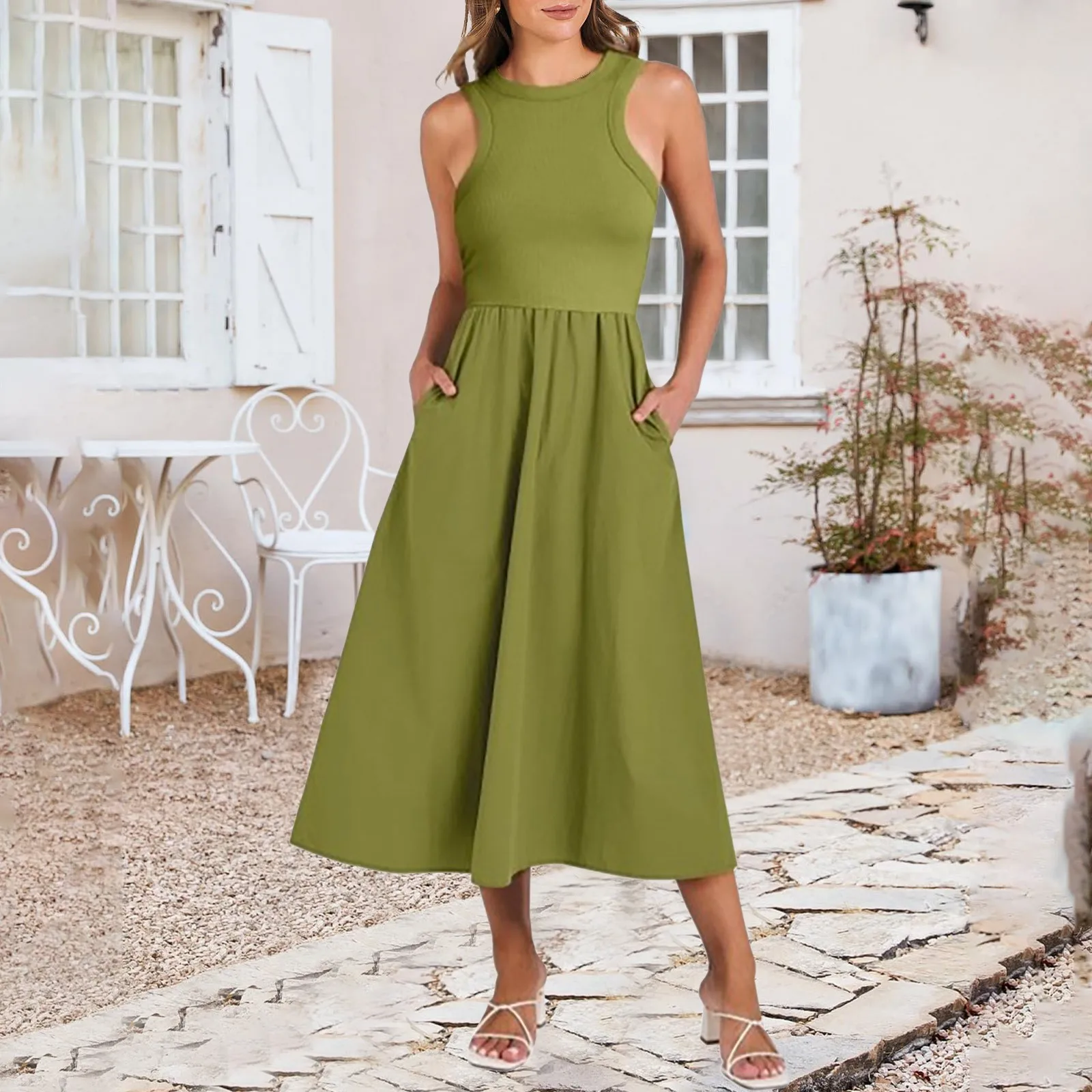 Women’s Fashion Solid Tank Dress Summer Round Neck Sleeveless Pockets Long Dress Ladies Casual Dew Shoulder Pleated Dresses
Women’s Fashion Solid Tank Dress Summer Round Neck Sleeveless Pockets Long Dress Ladies Casual Dew Shoulder Pleated Dresses