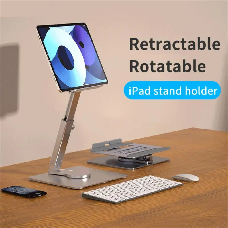 

Foldable Ergonomic Tablet Holder Adjustable For Desktop Support Riser Bracket Rotating Notebook Stand Base Hollow Design