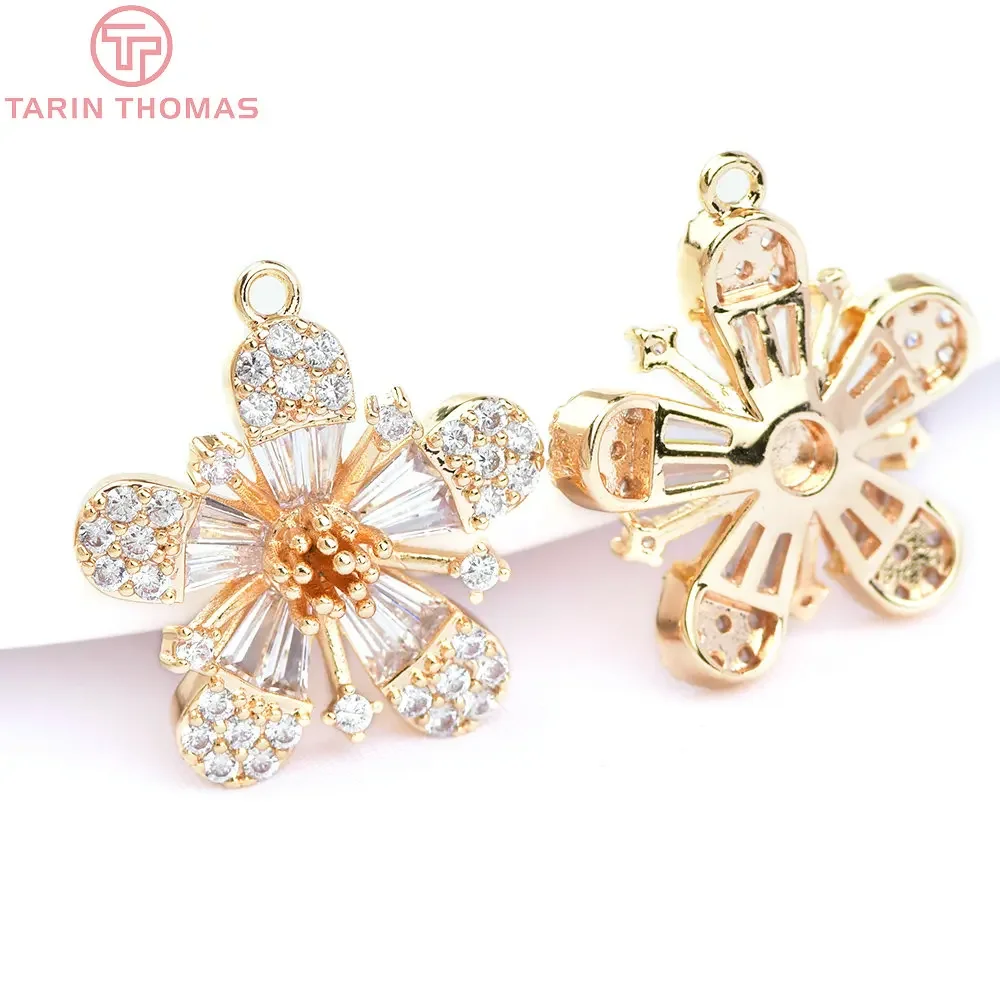 (6392) 2PCS 18.5MM 24K Gold Color Brass with Zircon Flower Charms Pendants High Quality DIY Jewelry Making Findings Wholesale 
(6392) 2PCS 18.5MM 24K Gold Color Brass with Zircon Flower Charms Pendants High Quality DIY Jewelry Making Findings Wholesale
