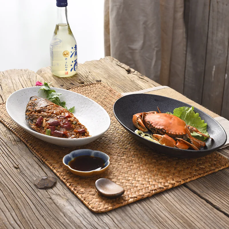 Japanese and Korean ceramic curry dishes oval ceramic dishes household fish dishes simple dishes restaurant tableware dishes
Japanese and Korean ceramic curry dishes oval ceramic dishes household fish dishes simple dishes restaurant tableware dishes