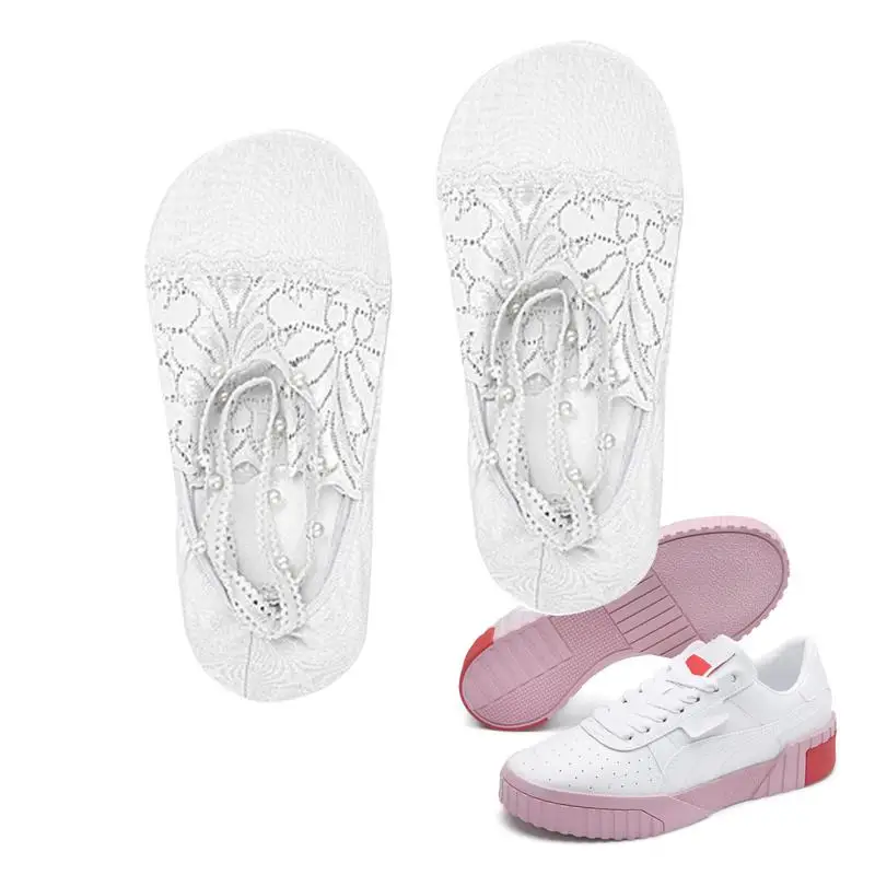 

Lace Boat Socks Women's Invisible Lace Socks Non-slip Breathable Lace Low Cut Flat Invisible Liner Socks For Shoes
