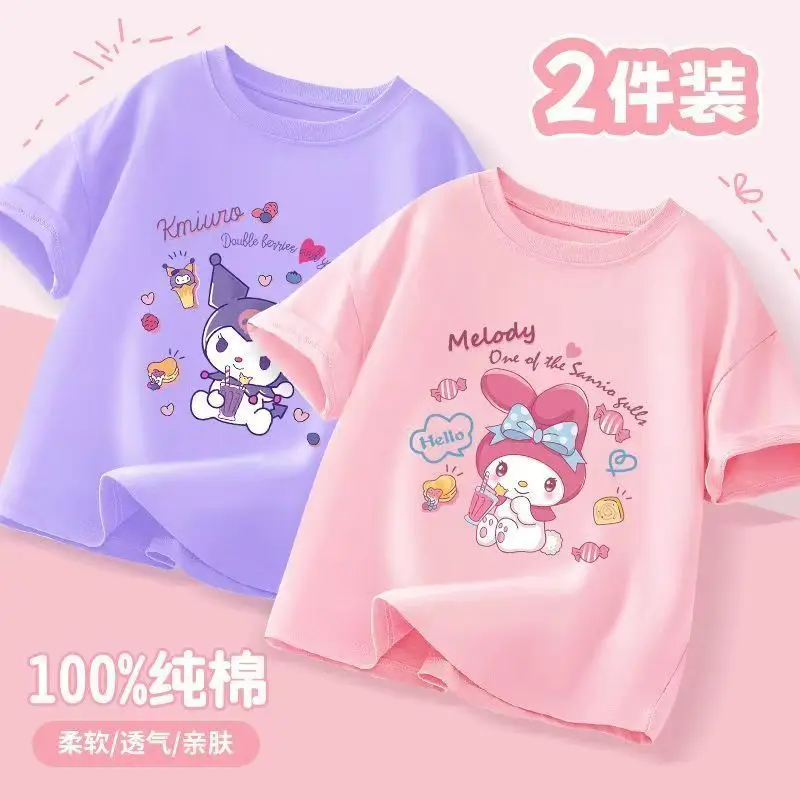 2 قطعة/الحزمة سانريو الصيف طفل الفتيات ملابس الأطفال Kuromi مطبوعة قصيرة الأكمام تي شيرت طفل القطن الكرتون تنفس لينة أعلى 2 قطعة/الحزمة سانريو الصيف طفل الفتيات ملابس الأطفال Kuromi مطبوعة قصيرة الأكمام تي شيرت طفل القطن الكرتون تنفس لينة أعلى