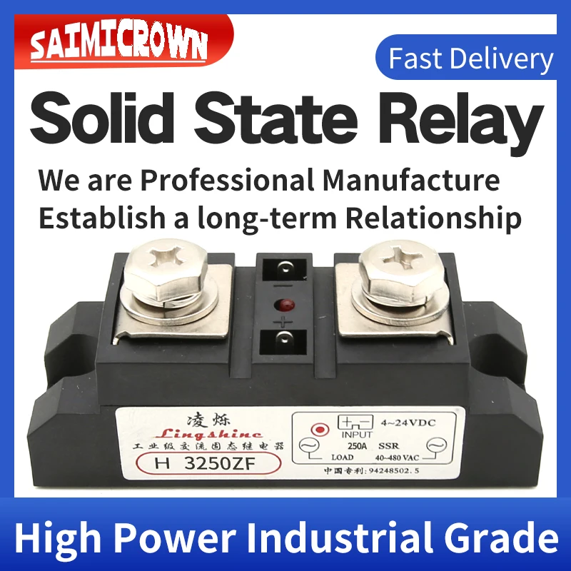 SAIMICROWN High Power Solid State Relay 250A Industrial SSR DC to AC Heavy Duty Solid State Relay Industrial Grade H3250ZF
SAIMICROWN High Power Solid State Relay 250A Industrial SSR DC to AC Heavy Duty Solid State Relay Industrial Grade H3250ZF