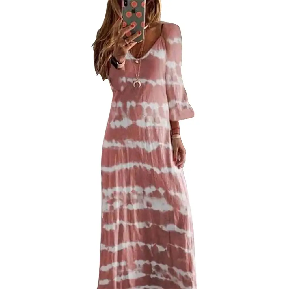 Women Casual Long Sleeve V Neck Tie Dye Large Hem Loose Beach Full Length Dress V Neck Tie Dye Large Hem Loose Full Length Dress
Women Casual Long Sleeve V Neck Tie Dye Large Hem Loose Beach Full Length Dress V Neck Tie Dye Large Hem Loose Full Length Dress