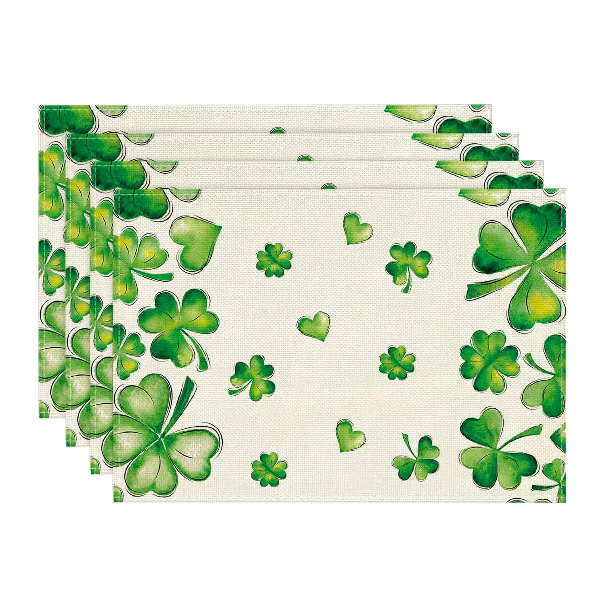 

Shamrock Clover Placemats Set of 4, 12x18 Inch, Lucky, Irish, St. Patrick's Day, Spring Table Mats for Party, Kitchen Decor