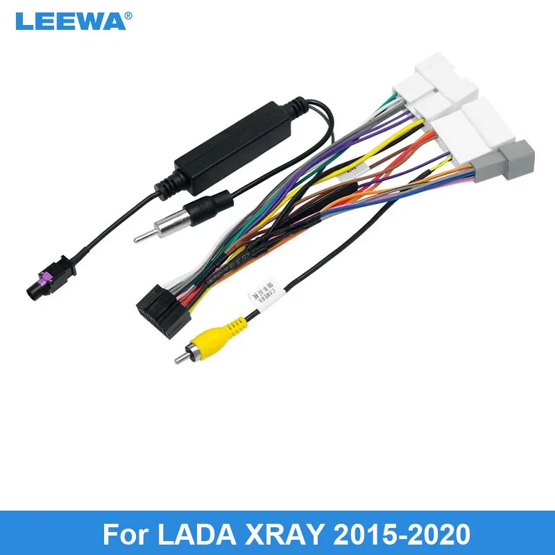 

LEEWA Car 16pin Audio Wiring Harness With Amplifier Antenna For LADA XRAY Aftermarket Stereo Installation Wire Adapter