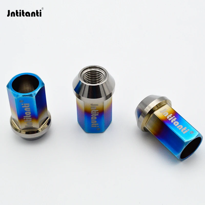 

Jntitanti Ti-6Al-4V customized color open end wheel Titanium nut M12*1.5*27/35/45mm for Toyoto,Mazda,Honda,Acura,Scion,Lexus etc