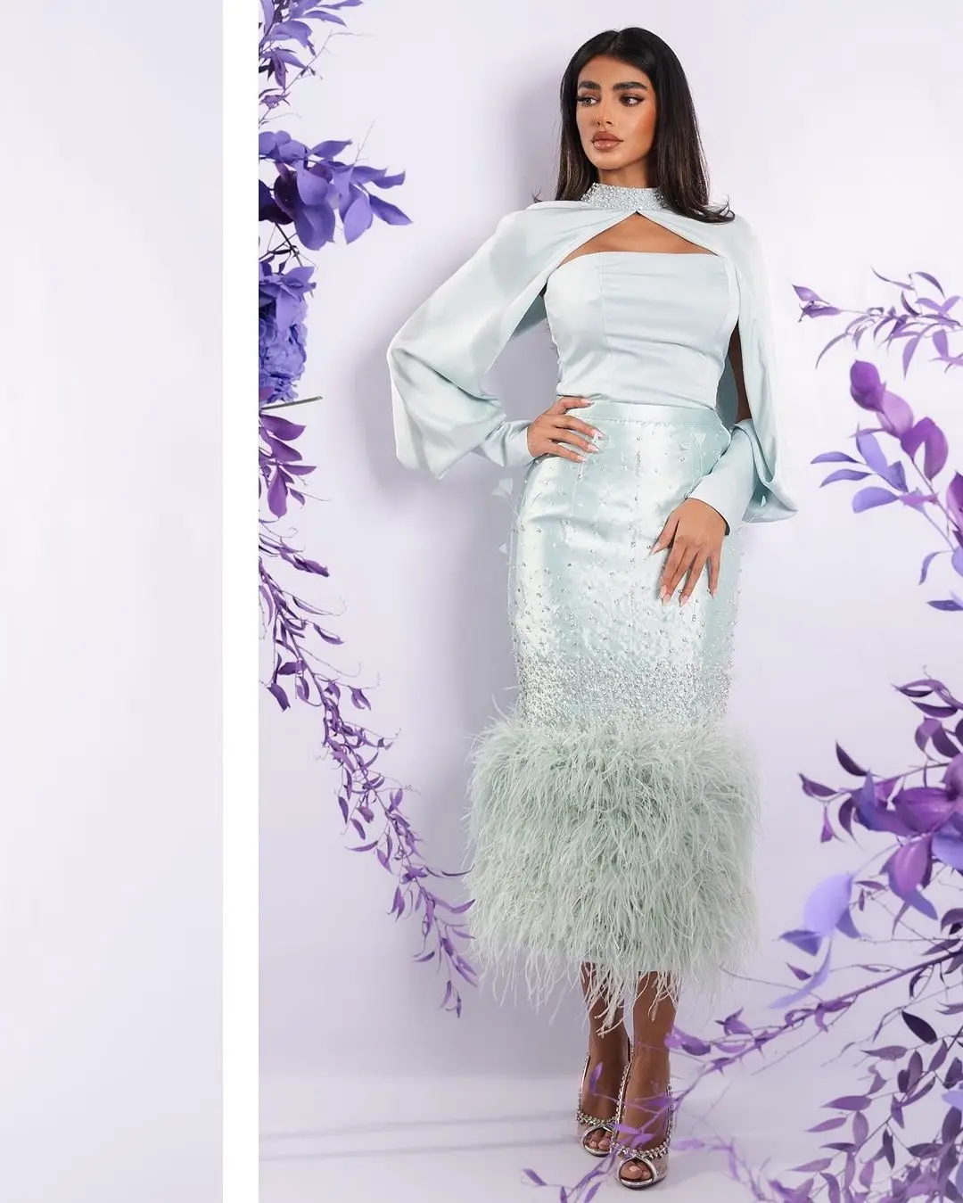 Lovestory Handmade Beaded Feathers Luxury Prom Dresses Strapless High Collar Long Sleeves Pageant Party Evening Formal Gowns
Lovestory Handmade Beaded Feathers Luxury Prom Dresses Strapless High Collar Long Sleeves Pageant Party Evening Formal Gowns