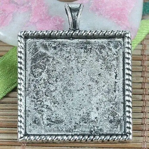 

3pcs 36.7*29.4mm,INNER SIZE:25.4mm tibetan silver retangel shaped cabochon settings charms EF0183
