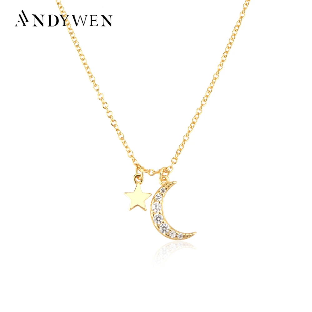 ANDYWEN 925 Sterling Silver Gold Zircon CZ Moon Star Pendant Charm Long Chain Necklace 2021 Women Wedding Jewelry Crystal Luxury
ANDYWEN 925 Sterling Silver Gold Zircon CZ Moon Star Pendant Charm Long Chain Necklace 2021 Women Wedding Jewelry Crystal Luxury