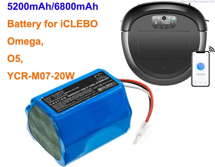 OrangeYu 5200mAh/6800mAh battery YCR-MT12-S1, YCR-M07-20W for iCLEBO O5, Omega, YCR-M07-20W, 05
OrangeYu 5200mAh/6800mAh battery YCR-MT12-S1, YCR-M07-20W for iCLEBO O5, Omega, YCR-M07-20W, 05