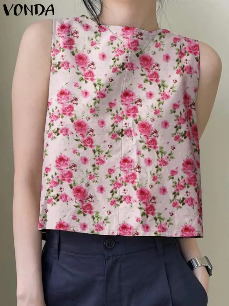 2024 модные летние женские майки VONDA, богемные винтажные майки с цветочным принтом, без рукавов, на пуговицах сзади, винтажные женские футболки
2024 модные летние женские майки VONDA, богемные винтажные майки с цветочным принтом, без рукавов, на пуговицах сзади, винтажные женские футболки