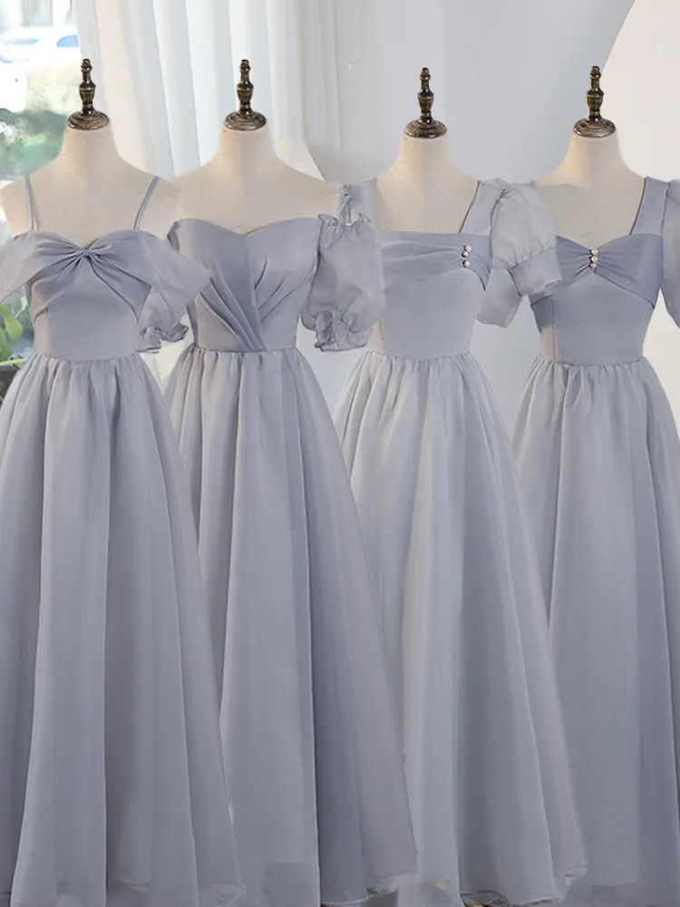 

Gray Bridesmaid Dress Spring New Sisters Group Niche Senior High-End Usually Can Wear Slimming Graduation Adult Ceremony Dress