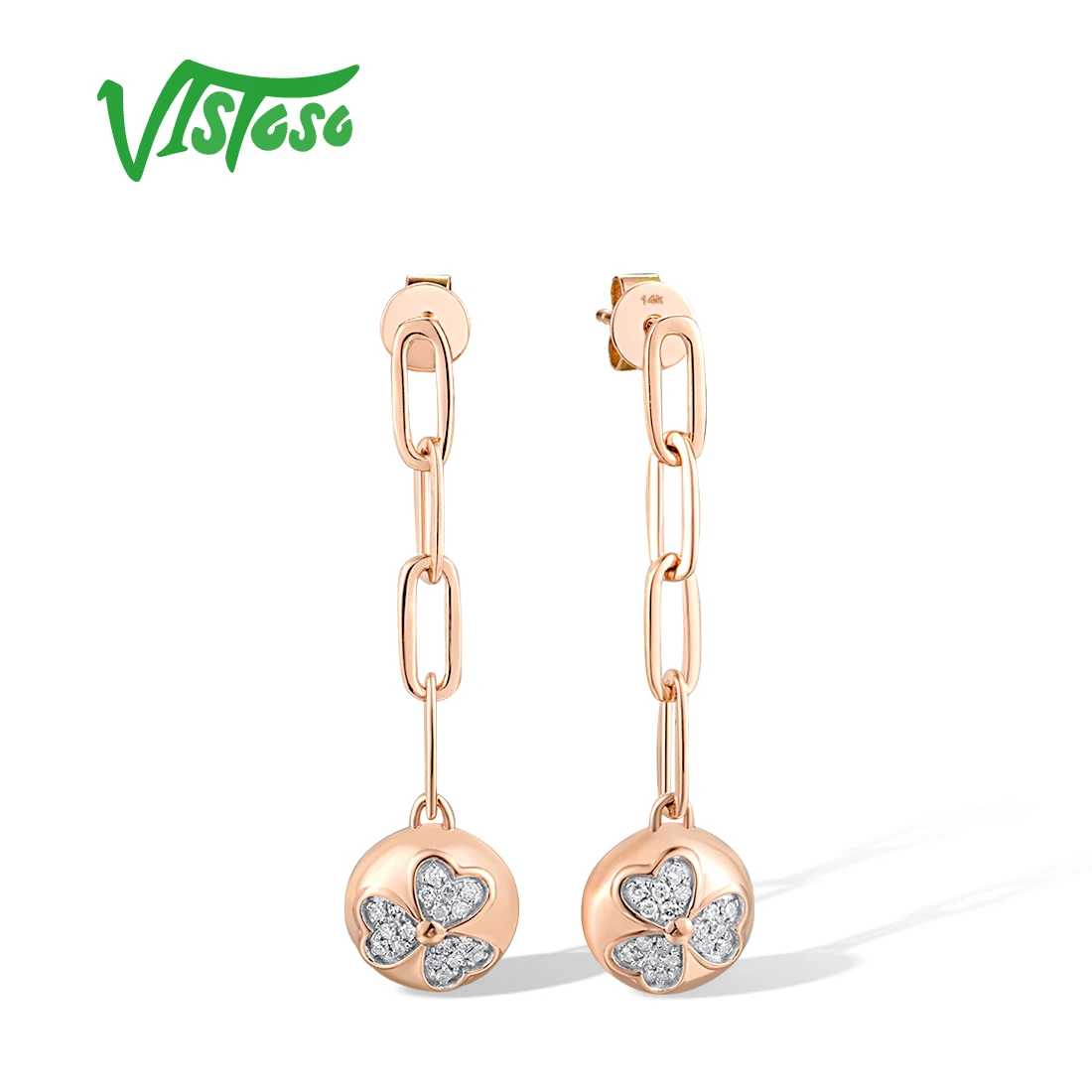 VISTOSO Real 14K 585 Rose Gold Drop Earrings For Women Sparkling Diamond Geometric Flower Long Links Fashion Gifts Fine Jewelry
VISTOSO Real 14K 585 Rose Gold Drop Earrings For Women Sparkling Diamond Geometric Flower Long Links Fashion Gifts Fine Jewelry