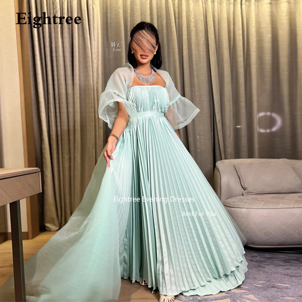 

Eightree Elegant Tulle Evening Dresses Long A Line Pleat Strapless Saudi Abendkleider Dubai Formal Occasion Dresses 2023