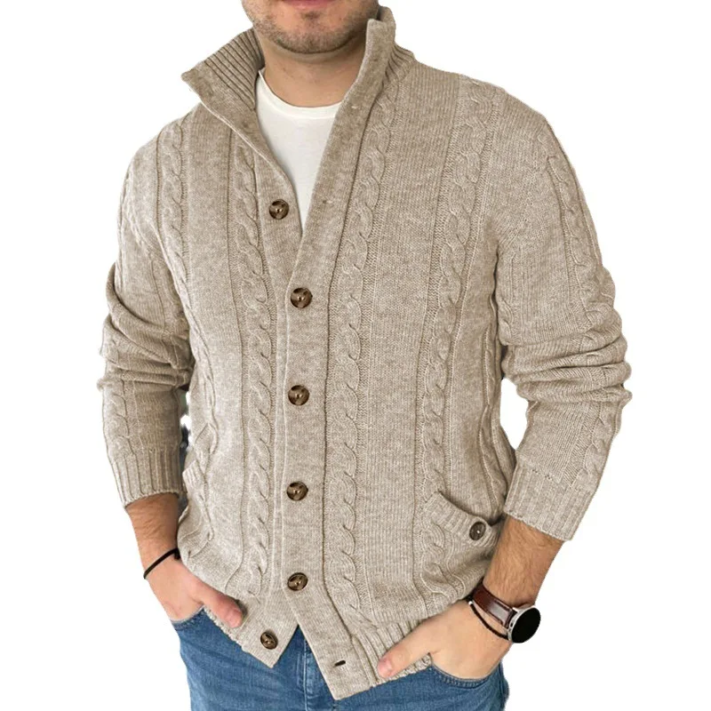 Men Sweater Autumn Winter New Solid Twisted Knitwear Long Sleeve Standing Neck Sweater Coat
Men Sweater Autumn Winter New Solid Twisted Knitwear Long Sleeve Standing Neck Sweater Coat