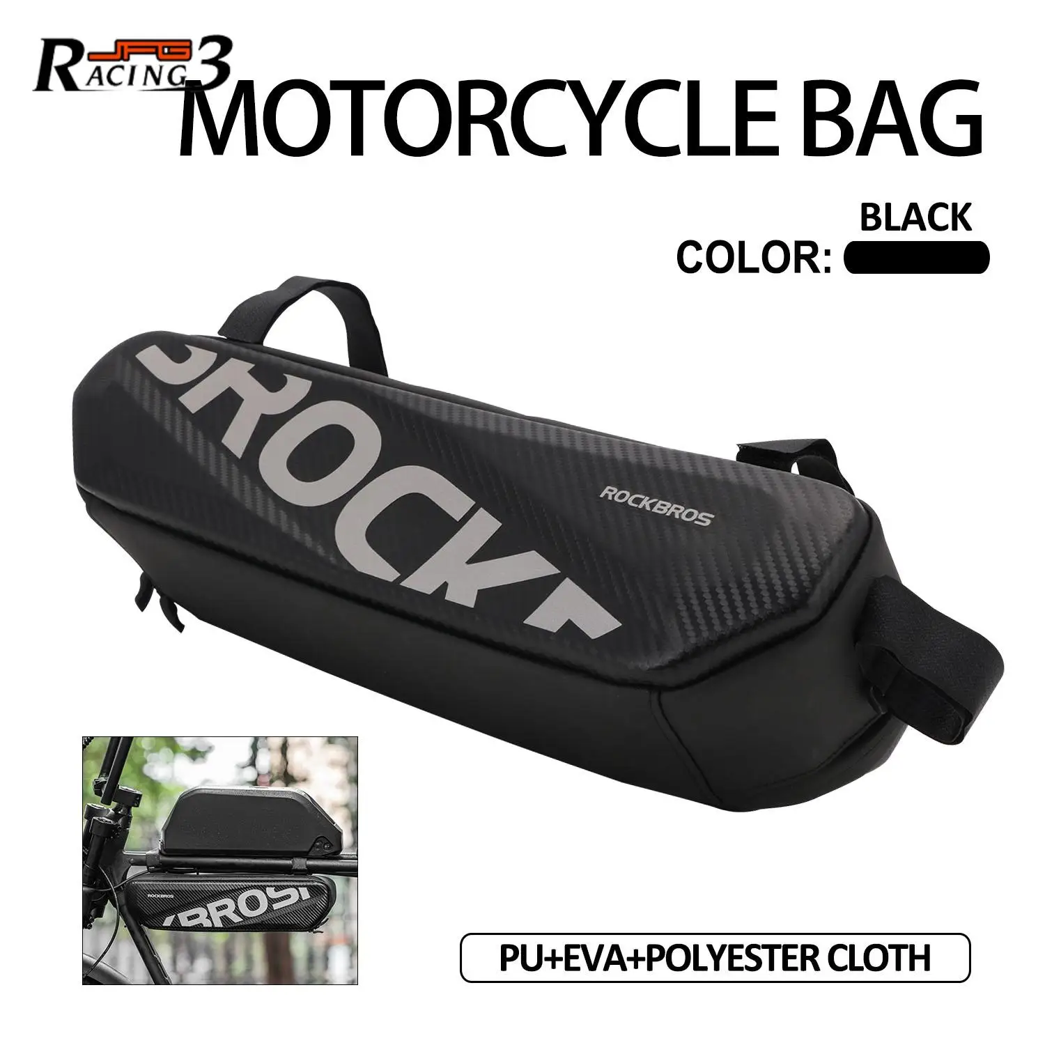 

For Super 73 Electric Bicycle Motorcycle Waterproof Reflective brand logo 4.5L High Capacity Front Beam Storage Frame Tool Bag