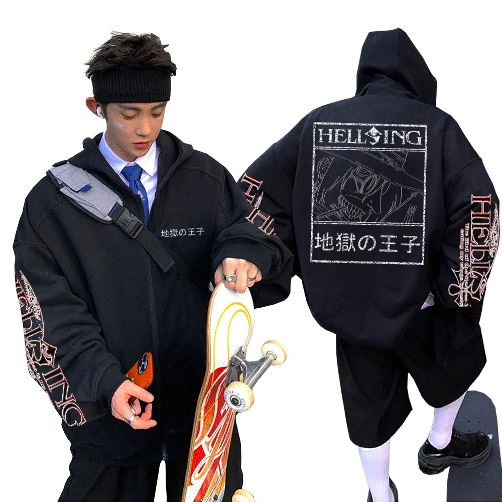 Japanese Anime Hellsing Vampire Alucard Wanted Dead or Live Graphic Zipper Hoodie Male Manga Casual Zip Up Jacket Loose Hoodies
Japanese Anime Hellsing Vampire Alucard Wanted Dead or Live Graphic Zipper Hoodie Male Manga Casual Zip Up Jacket Loose Hoodies