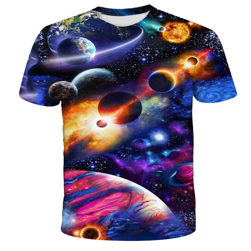 

Pop New 3D Galaxy Planet Universe Printing T Shirt For Men Kids Fashion Streetwear Cool Short Sleeves Women Harajuku Tee Shirts