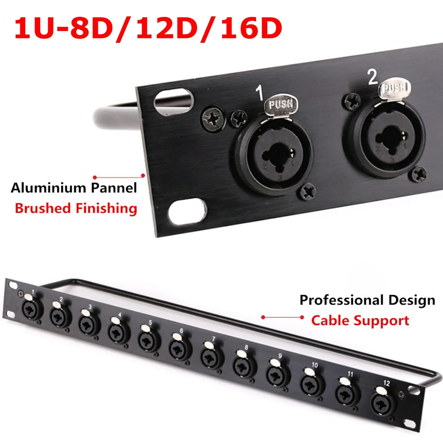 Rack Patch Panel 8 12 16 Way 3 Pole XLR Female Chassis Connnector 1U Flight Case Mount For Professional Loudspeaker Audio Cable
Rack Patch Panel 8 12 16 Way 3 Pole XLR Female Chassis Connnector 1U Flight Case Mount For Professional Loudspeaker Audio Cable