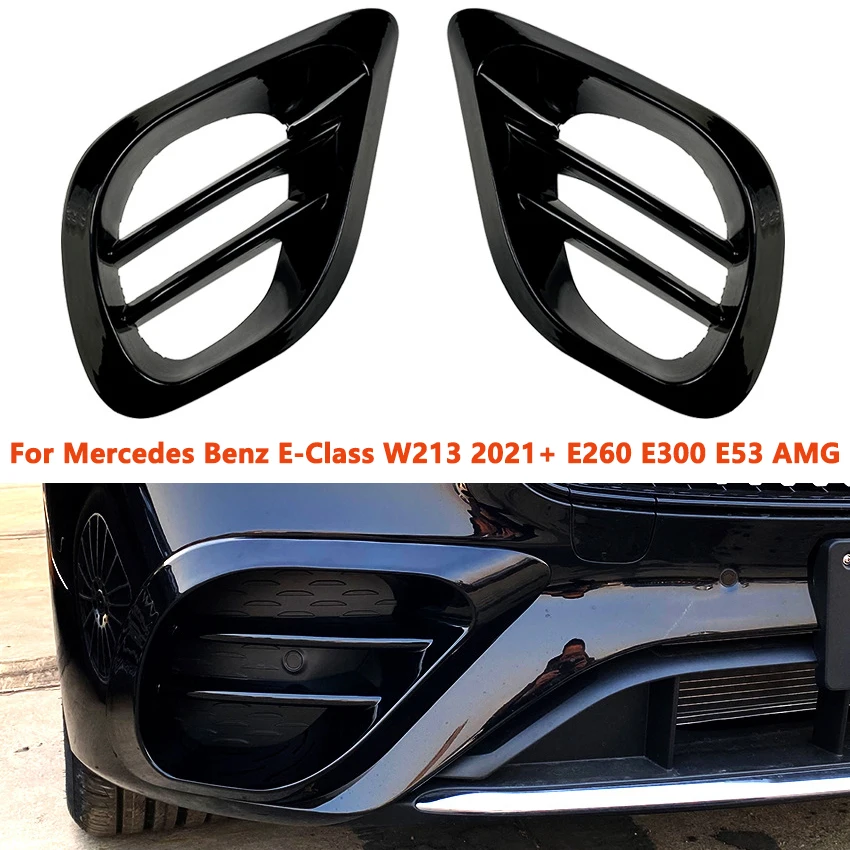 

Car Front Bumper Wind Knife Grille Spoiler For Mercedes Benz E-Class W213 2021+ E260 E300 E53 AMG Glossy Black Body Accessories