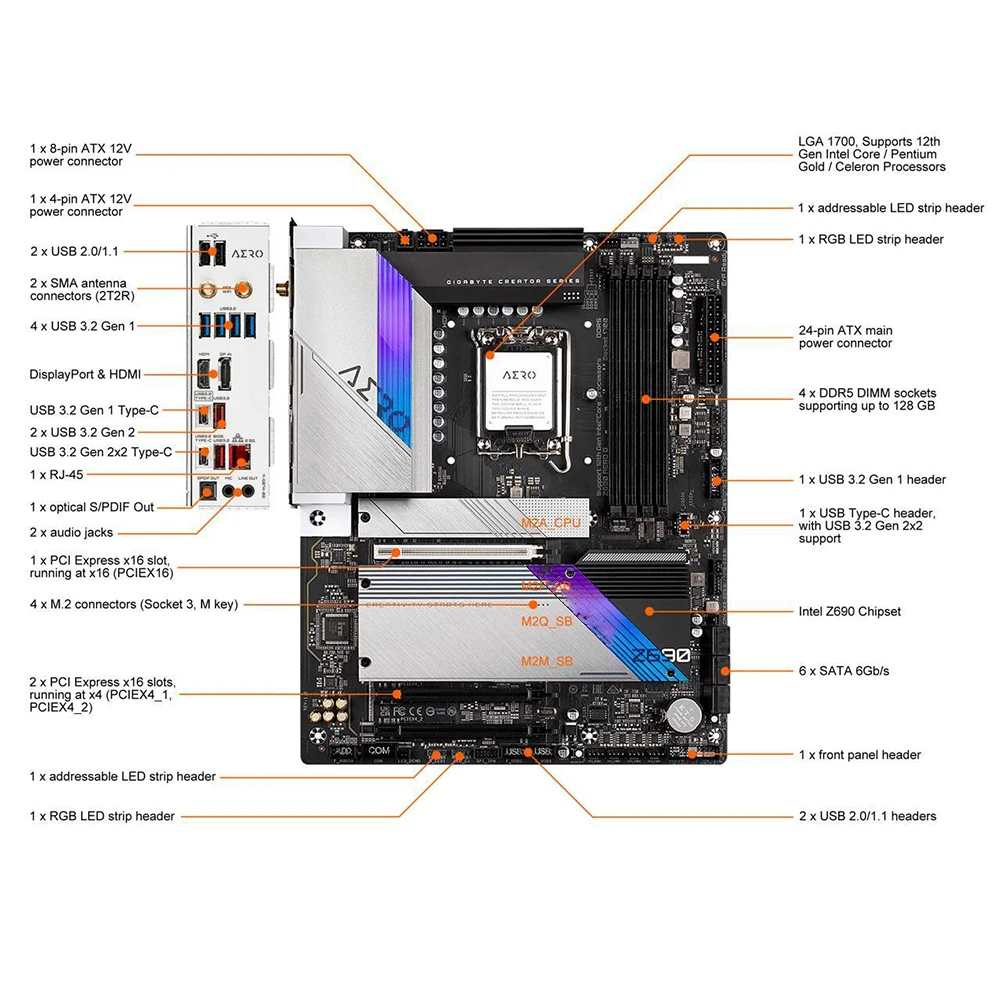 Z690 AERO G для Gigabyte LGA1700 DDR5 128 ГБ ATX поддерживает процессоры 12-го поколения Pentium Gold Celeron материнская плата DIY бренд
Z690 AERO G для Gigabyte LGA1700 DDR5 128 ГБ ATX поддерживает процессоры 12-го поколения Pentium Gold Celeron материнская плата DIY бренд