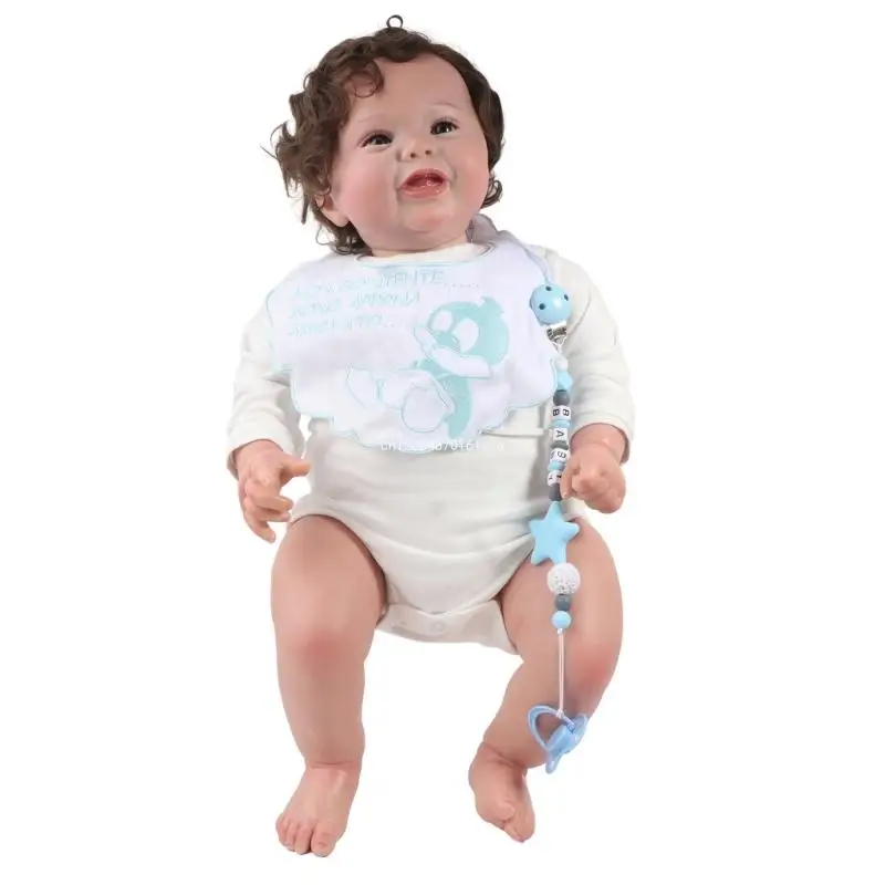 

Life Like Baby Caucasian Reborns with Curly Hair Cloth Body Reborns Newborn Baby Kids Sleeping Toy Dropship