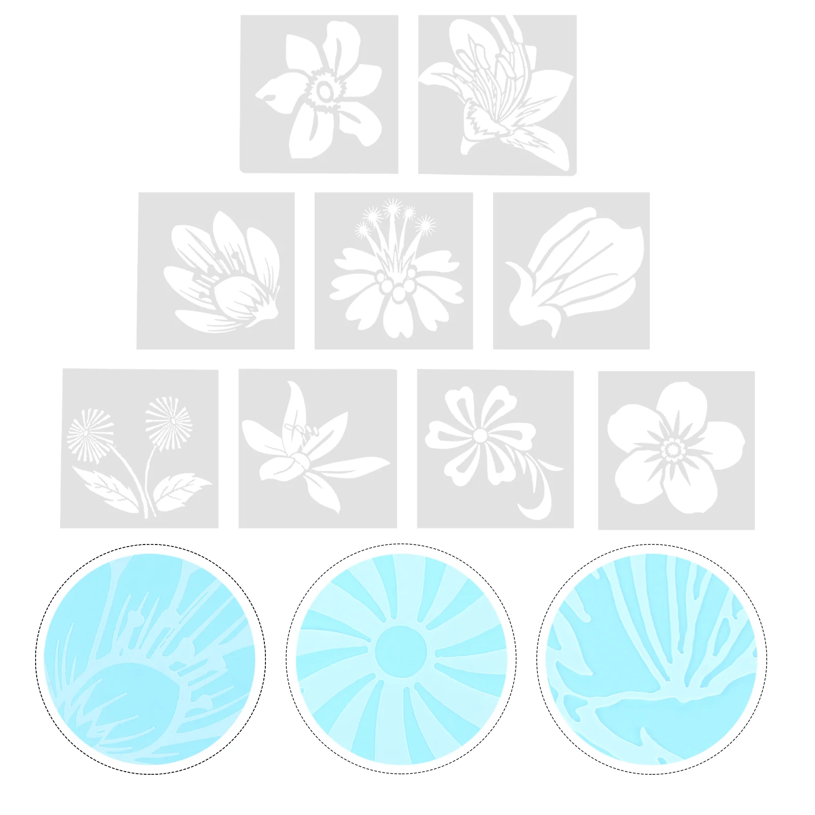 

9PCS Kids Stencils For Painting Cake Mold Cookie Stencil Set Fondant Coffee Embossing Mold Craft Template Decoration Flower Cake