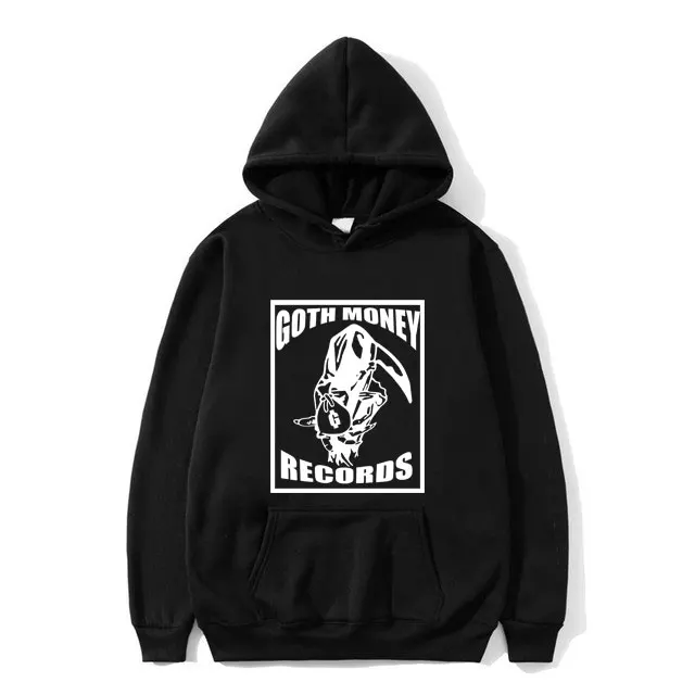 

Goth Money Records Graphic Hoodie Skull Print Sweatshirt Men Women Vintage Fleece Hoodies Male Hip Hop Oversized Sweatshirts