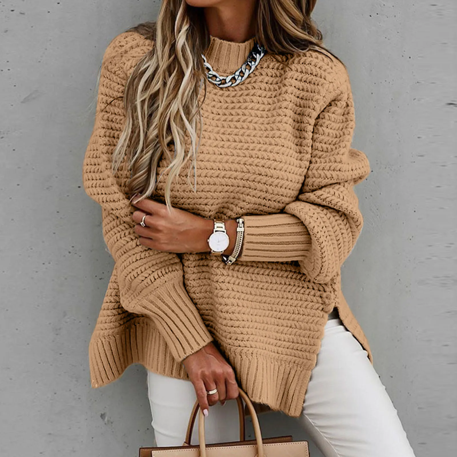 Women Half Turtleneck Sweater Solid Color Crew Neck Knit Tops Fashion Loose Jumpers Autumn Elegant Warm Oversized New Pullover
Women Half Turtleneck Sweater Solid Color Crew Neck Knit Tops Fashion Loose Jumpers Autumn Elegant Warm Oversized New Pullover