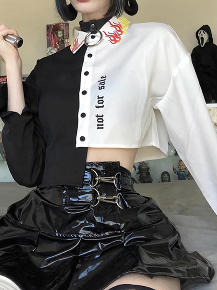 SEASONS Mall Gothic Aesthetic Color Match Blouses Grunge Punk Irregular Hem Women Casual Shirts Street Long Sleeve Top ASTS85896
SEASONS Mall Gothic Aesthetic Color Match Blouses Grunge Punk Irregular Hem Women Casual Shirts Street Long Sleeve Top ASTS85896