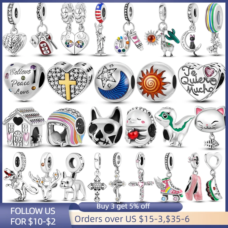 Шармы на Хэллоуин Plata de ley, 925 оригинальные шармы в виде животных, котенка и обуви, сердца, подходят для браслета Пандоры 925, бусины для изготовления ювелирных изделий 
Шармы на Хэллоуин Plata de ley, 925 оригинальные шармы в виде животных, котенка и обуви, сердца, подходят для браслета Пандоры 925, бусины для изготовления ювелирных изделий
