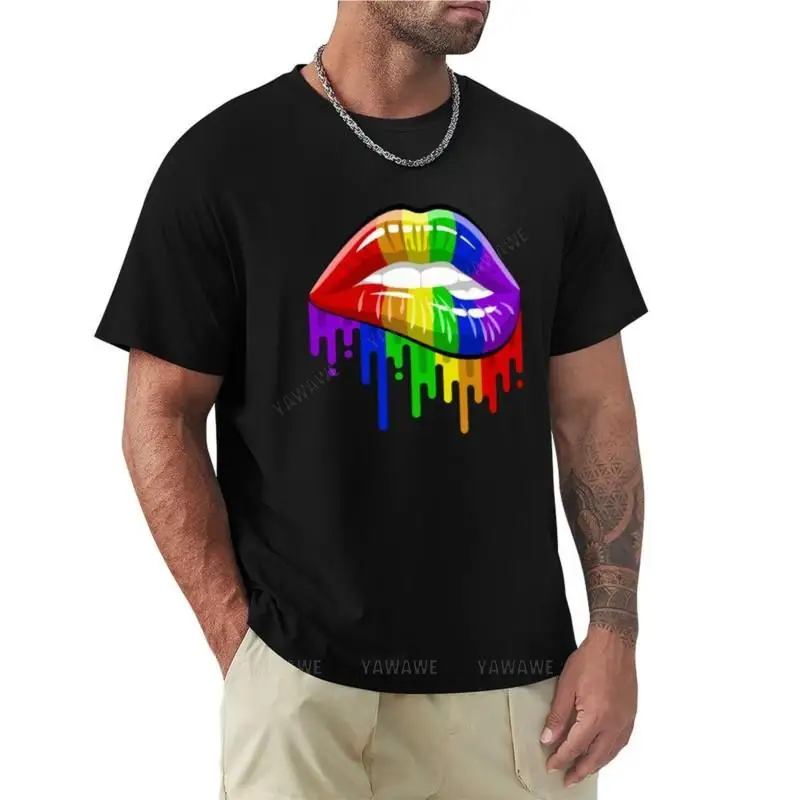 

LGBT Lips in Rainbow Flag Colours for Gay Pride! T-Shirt vintage t shirt men short sleeve t shirts black men summer teeshirt