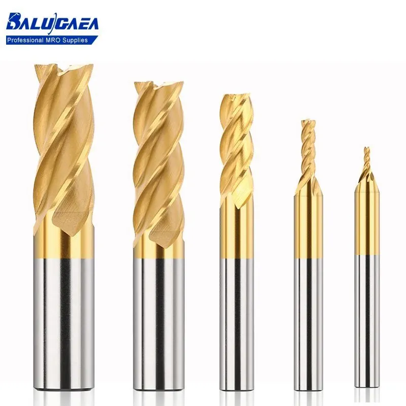 

Milling Cutter 1/16-3/4 Diameter TiN Coated HSS End Mill 4 Flute Straight Shank CNC Router Bit for Metal Cutting Tool