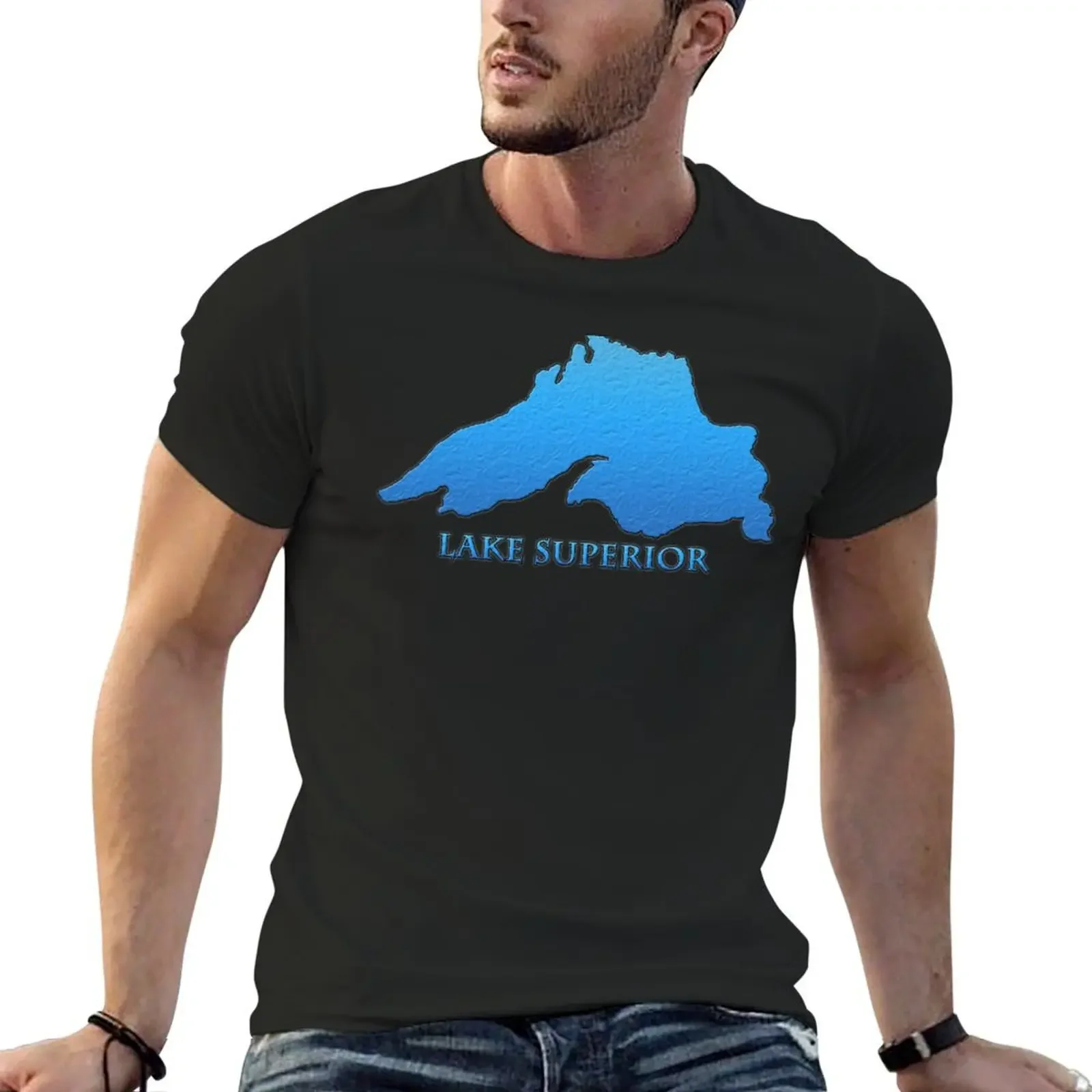 

Lake Superior Great Lakes Outline T-shirt graphics kawaii clothes fitted t shirts for men