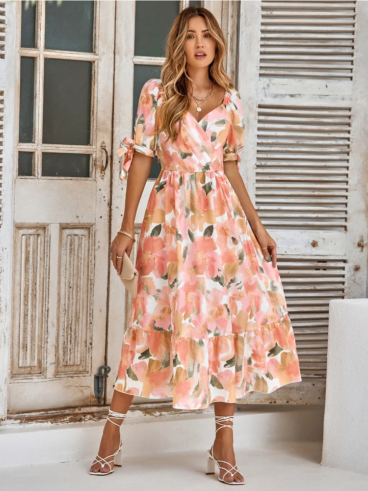 Floral Pattern Print Boho Dress Women 2023 New Lace Up Bubble Sleeves Corset Long Dresses Summer Clothes for Women Vestidos
Floral Pattern Print Boho Dress Women 2023 New Lace Up Bubble Sleeves Corset Long Dresses Summer Clothes for Women Vestidos