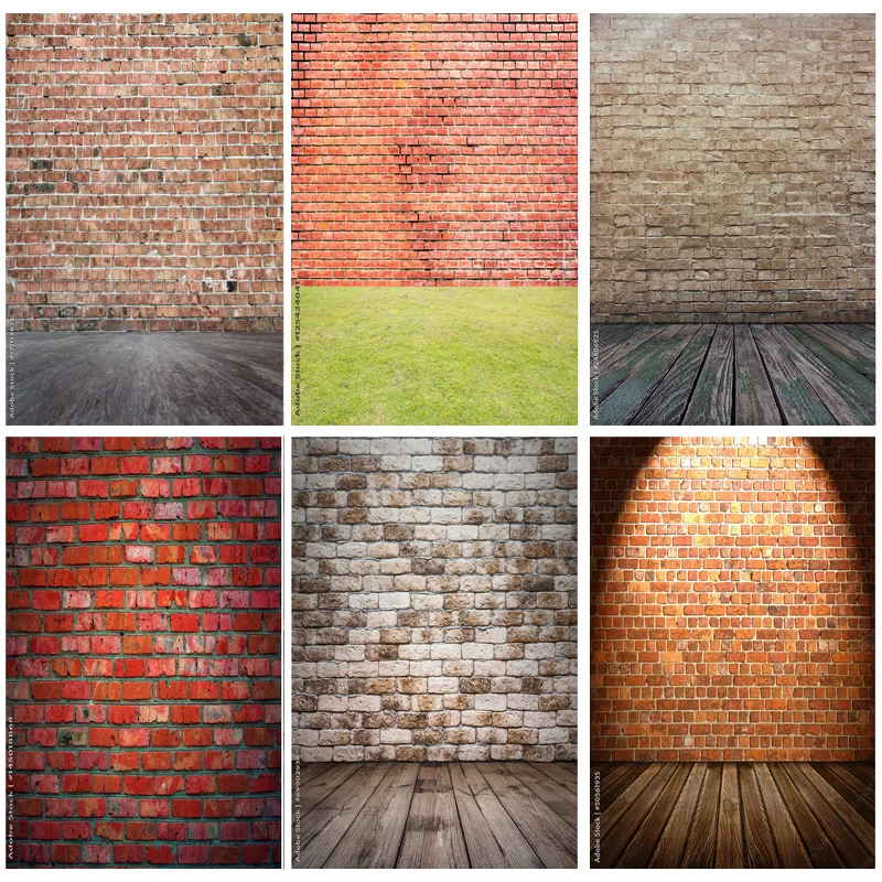 

Vintage Brick Wall Wood Floor Photography Backdrops Portrait Photo Background Studio Prop 211218 ZXX-07