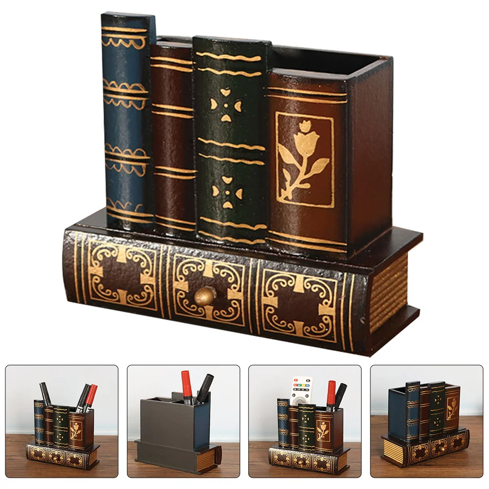 Wood Vintage Pen Container Retro Pen Holder Fake Book Pen Holder European Style Pen Container for Office Dorm Home
Wood Vintage Pen Container Retro Pen Holder Fake Book Pen Holder European Style Pen Container for Office Dorm Home