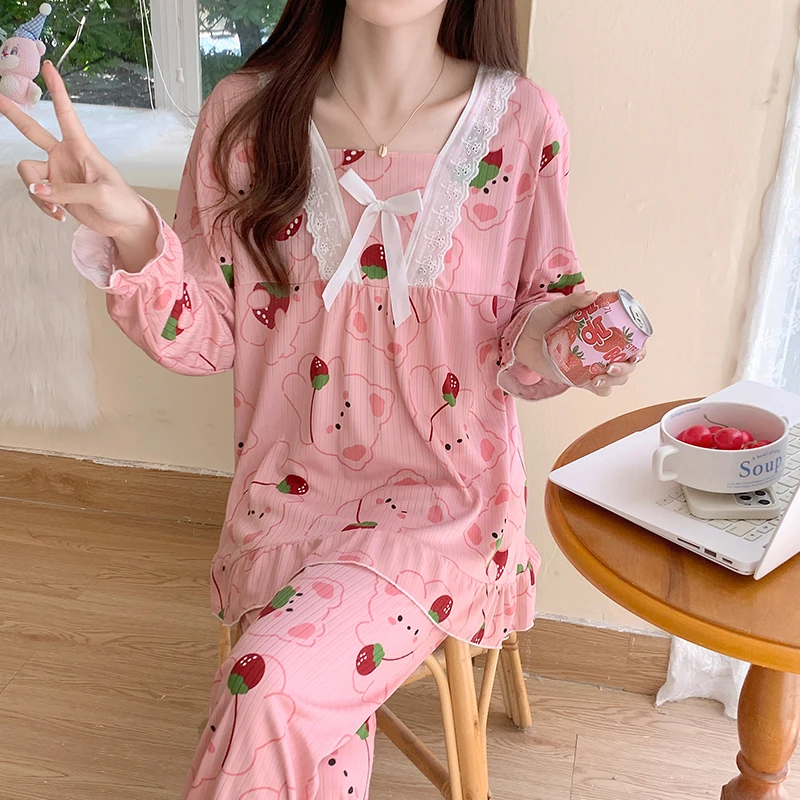 autumnLadies Pajamas Set korean Cartoon Printed Loungewear Women Long-sleeve Trousers Household Wear Girls Cute Pijama Sleepwear
autumnLadies Pajamas Set korean Cartoon Printed Loungewear Women Long-sleeve Trousers Household Wear Girls Cute Pijama Sleepwear