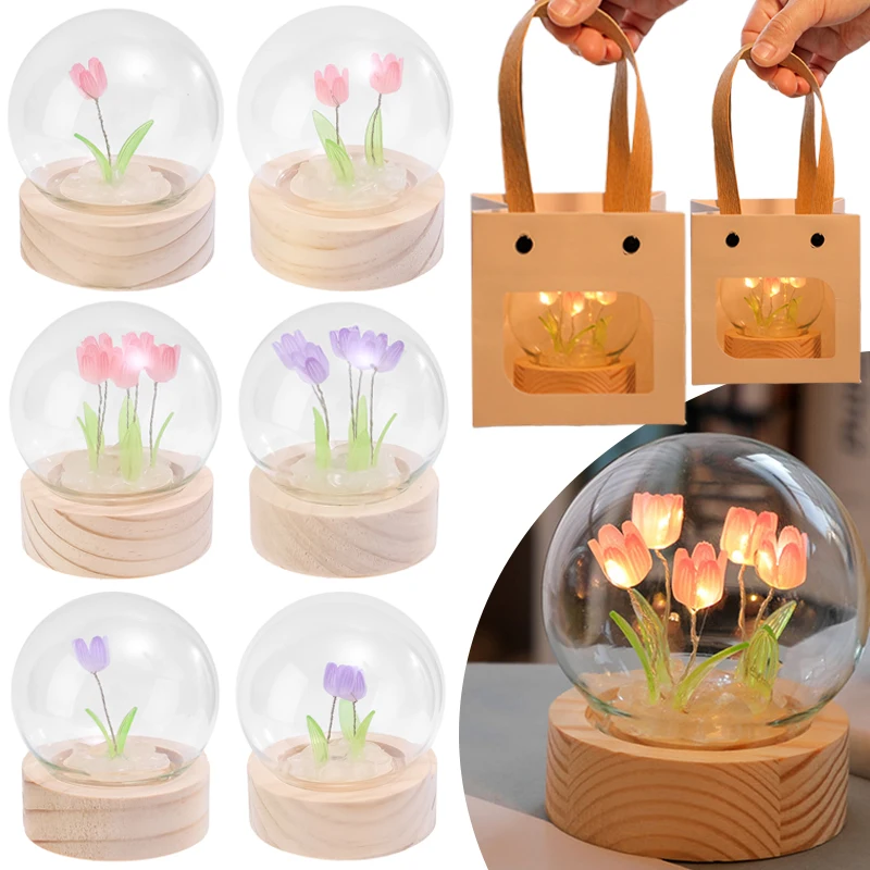 Mini Tulip Crystal Ball Night Light Handmade DIY Decor Girl Heart Living Room Desktop Decoration Birthday Holiday Party Gift
Mini Tulip Crystal Ball Night Light Handmade DIY Decor Girl Heart Living Room Desktop Decoration Birthday Holiday Party Gift