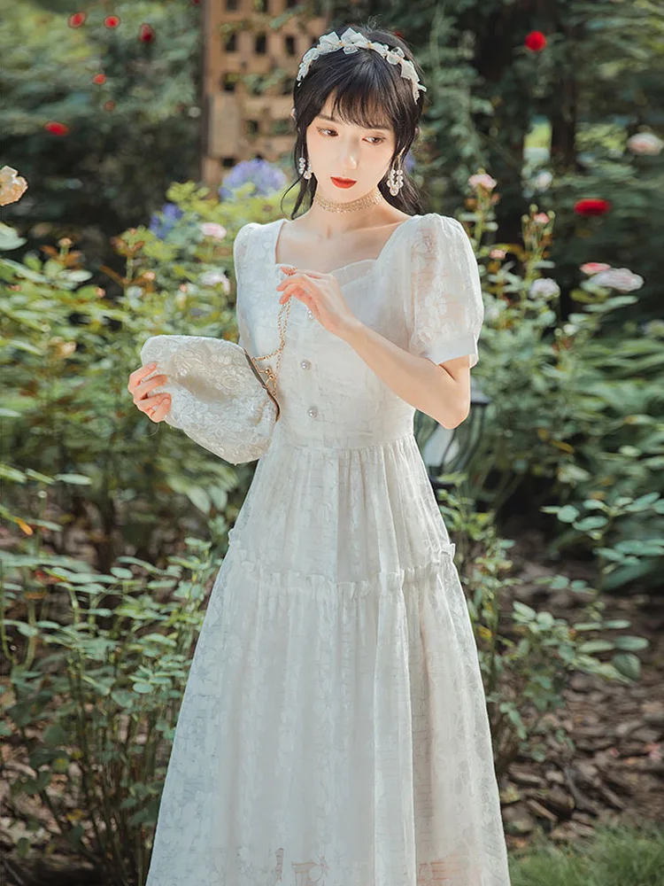 Summer new women's dress retro palace style quality slender bubble sleeve lace embroidered dress wedding dress party long dress
Summer new women's dress retro palace style quality slender bubble sleeve lace embroidered dress wedding dress party long dress